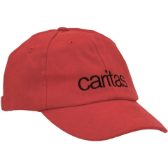 Cari-Cap in rot mit Caritas-Schriftzug