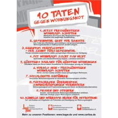 Plakat A3 zur Kampagne "10 Taten gegen Wohnungsnot"